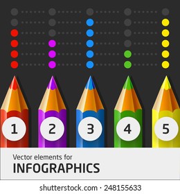 Vector template for infographics based on illustrations with colored pencils