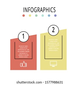 Vector template infographics. Business concept with 2 columns. Two steps for content, flowchart, timeline, levels, marketing,