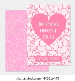 Vector template invitation with a modern design with splashes and drops. The trend frame for text decoration in a heart. Branding and marketing, business promotion, poster, banner, brochure