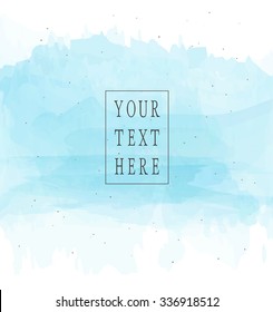 Vector template with isolated watercolor brush strokes and ink spots. Blue color