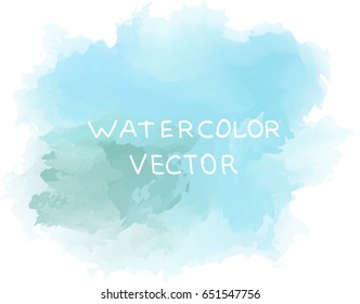 Vector template with isolated watercolor brush strokes and ink spots. Blue color.