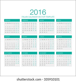 Vector Template of Italian Calendar 2016 year. 