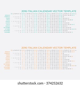 Vector Template of Italian Calendar 2016 year
