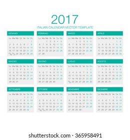 Vector Template of Italian Calendar 2017 year