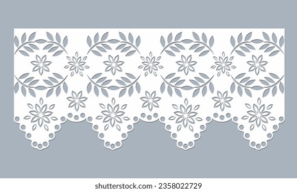 vector template lace cotton fabric eyelet trim. floral scallop border design vector. decorative lace cotton border cut-out detailing design for fashion, fabric, clothing, garments, apparel.