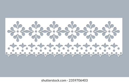 guarnecido de las pestañas de tela de algodón de encaje de plantilla vectorial. vector de diseño de borde de vieira floral. diseño de corte decorativo del borde de algodón de encaje para moda, tela, ropa, prendas de vestir, ropa.