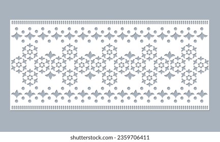 vector template lace cotton fabric eyelet trim. floral scallop border design vector. decorative lace cotton border cut-out detailing design for fashion, fabric, clothing, garments, apparel.