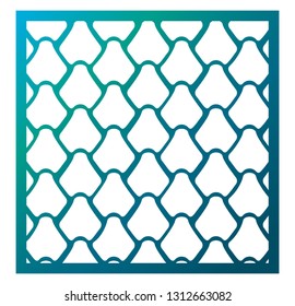 Vector template laser cut square  panel. Inspired by Chinese and Japanese  "Fish scale" motif for decorative panel. Wall panel or partition. Reptile, snake, lizard, mermaid tail, dragon skin texture.
