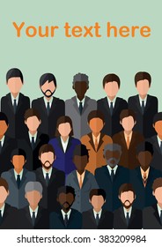 Vector template leaflets, posters with the image of a group of people. It can be used as seamless border