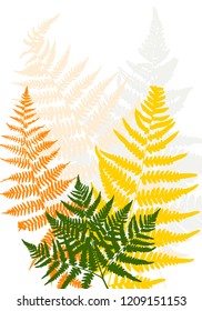 Vector template with leaves and plants silhouettes, floral background