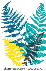 Vector template with leaves and plants silhouettes, floral background