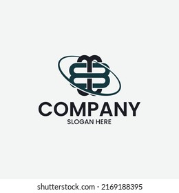 Plantilla vectorial de la letra B o logotipo BB con giro orbital. adecuado para tecnología, red, conexión, comunicación, etc.