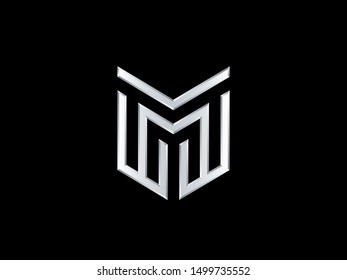 Vector template letter M. Sign in a linear style