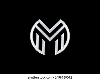 Vector template letter M. Sign in a linear style