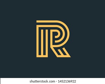 Vector template letter R. The design of the sign in a linear style.