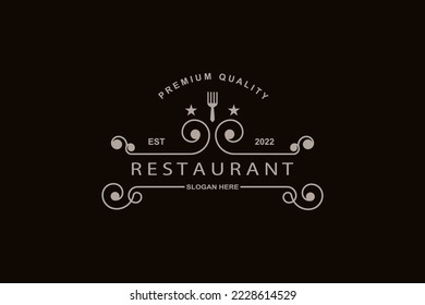 Vector de línea retro vintage adecuado para el logotipo del restaurante