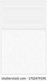 Vector template with lines area and dots area for plans and daily notes. Vertical orientation of mock-up for design concepts, presentations, web, identity, prints. Vector illustration.
