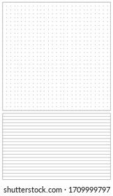 Vector template with lines area and dots area for plans and daily notes. Vertical orientation of mock-up for design concepts, presentations, web, identity, prints. Vector illustration.