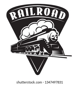 vector template with a locomotive, vintage train.