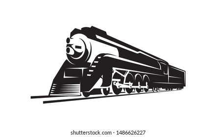 vector template with a locomotive, vintage train.