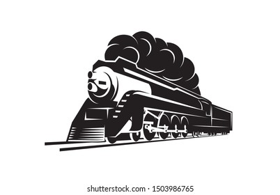 vector template with a locomotive, vintage train.