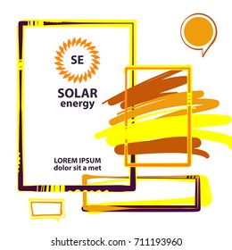 Vector template logo, banner, poster for efficiency, eco, sun, energy business. Transport, ecological company use of natural resource.