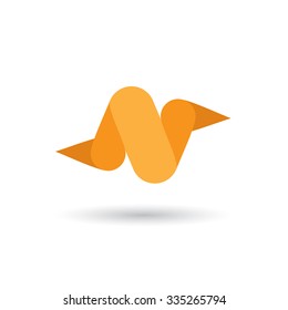 Vector template logo design orange letter N. Sign symbol energy.