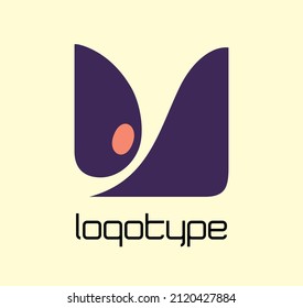 vector template for a logo in the form of an abstract curvilinear shape inscribed in a square 