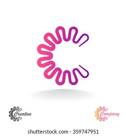 Vector template logo letter C. Stylized line icon. Unusual creative wavy symbol.