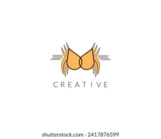 Vector template of logo of lingerie. Logotype of female underwear in the form of silhouette of bra.