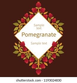 Vector template for logo, stickers, label design with pomegranate tree in ethnic style
