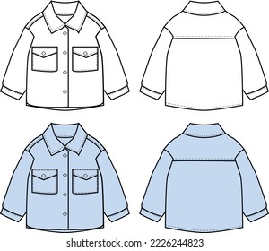 vector template Long sleeve shirts for boys 8-12 years.