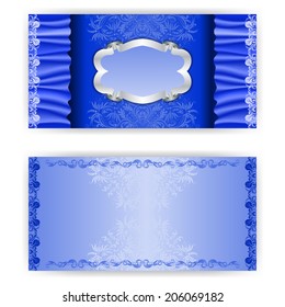 Vector template luxury invitation card with textile and frame, place for text