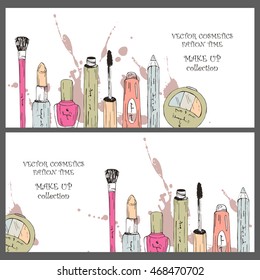 Vector template with makeup items.