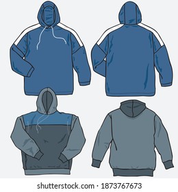 Vector template for Men hoodie fashion flat