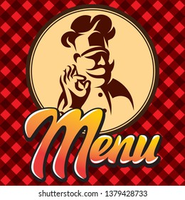 Vector template for a menu with calligraphic lettering.