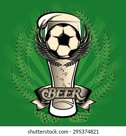 vector template for menu with a glass of beer, ball, wings