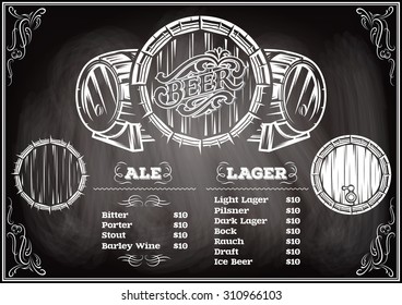 Vector Template Menu For A Pub With Barrels