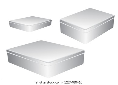 Vector Template Of Metal Closed Boxes. Gift Box