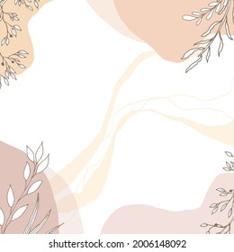 Vector template with minimalistic colors for social networks, blog, messages. Square postcards in pastel and beige shades. Place for your text.