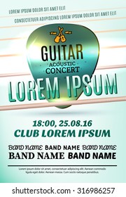 Vector template of modern poster for guitar acoustic concert or rock festival
