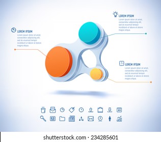 Vector template in modern style. Colorful businesscircle connect.