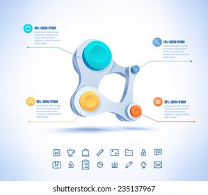 Vector template in modern style. Colorful businesscircle connect.
