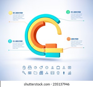 Vector template in modern style. For infographic and presentation. 3 arrow