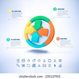 Vector template in modern style. For infographic and presentation. 3 arrow