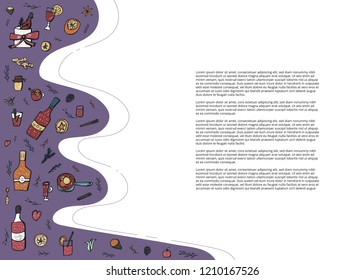 Vector template of mulled wine elements and objects. Card composition in doodle style.