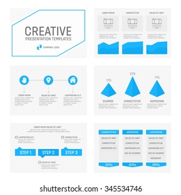 Vector template for multipurpose presentation slides with graphs and charts.