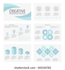 Vector template for multipurpose presentation slides with graphs and charts.