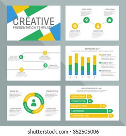 Vector template for multipurpose presentation slides with graphs and charts.