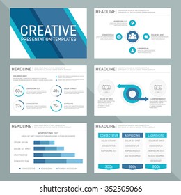 Vector template for multipurpose presentation slides with graphs and charts.